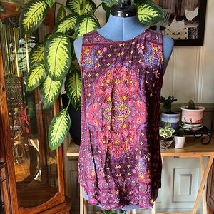 Gypsies & Moondust Floral Sleeveless Top - Purple and Red